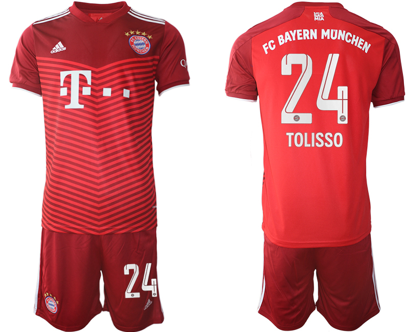 Men 2021-2022 Club Bayern Munich home red #24 Soccer Jersey